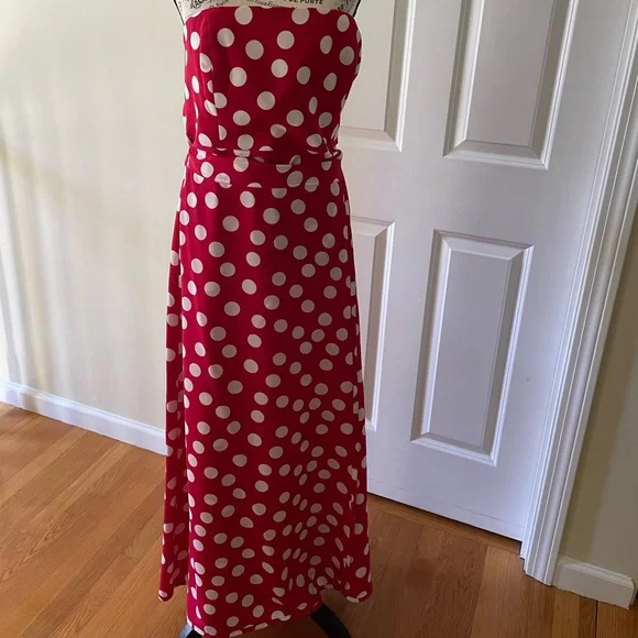 Club Monaco | Dresses | Club Monaco Red Polka Dot Strapless Dress | Poshmark